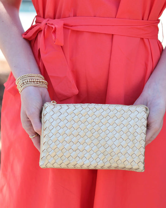 Caroline Hill Liz Crossbody Woven Gold