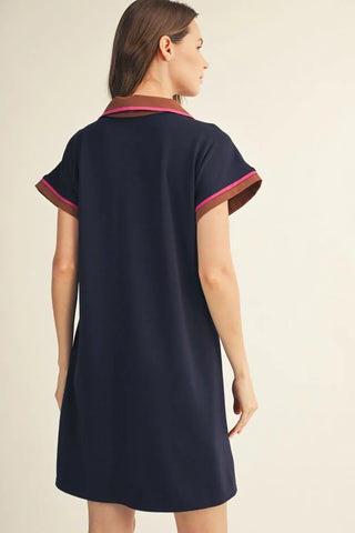 The Collins Contrast Dress – Navy Mix