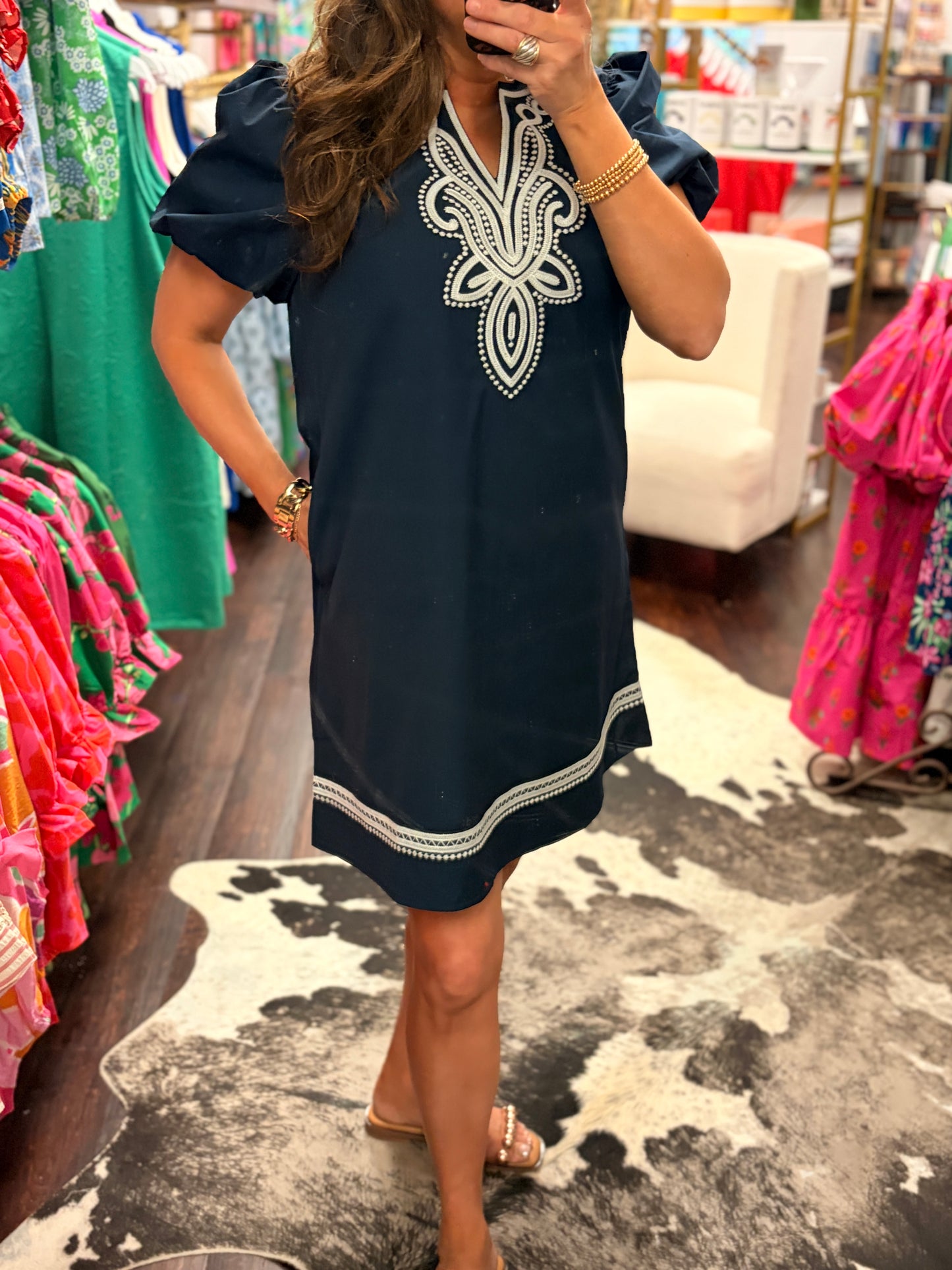 The Midnight Harbor Embroidered Dress