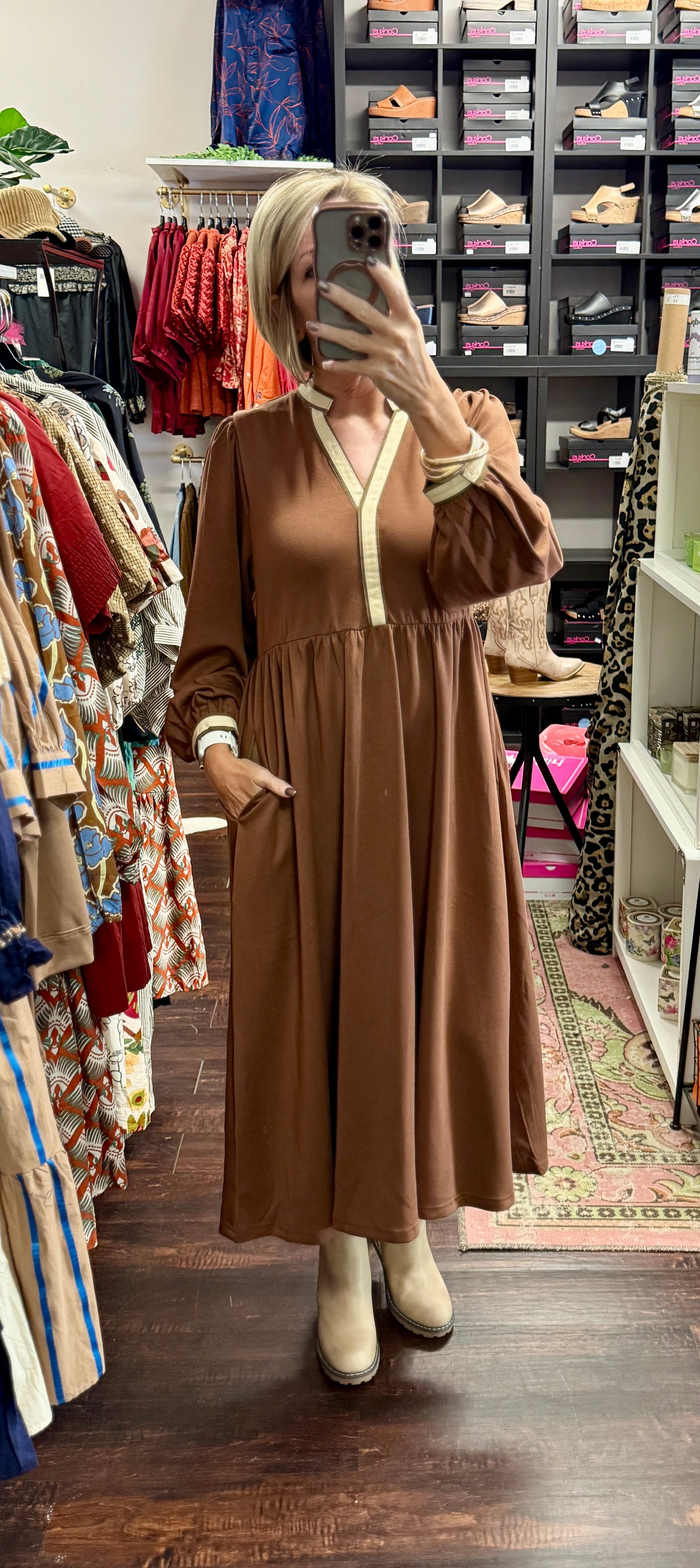 The Sutton Mocha Midi Dress