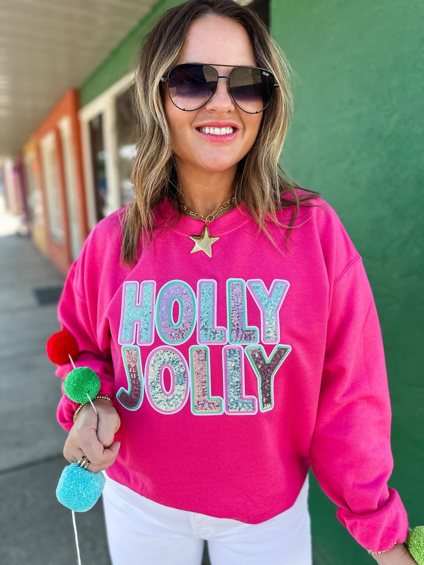 ***PREORDER***Sequin Holly Jolly Sweatshirt