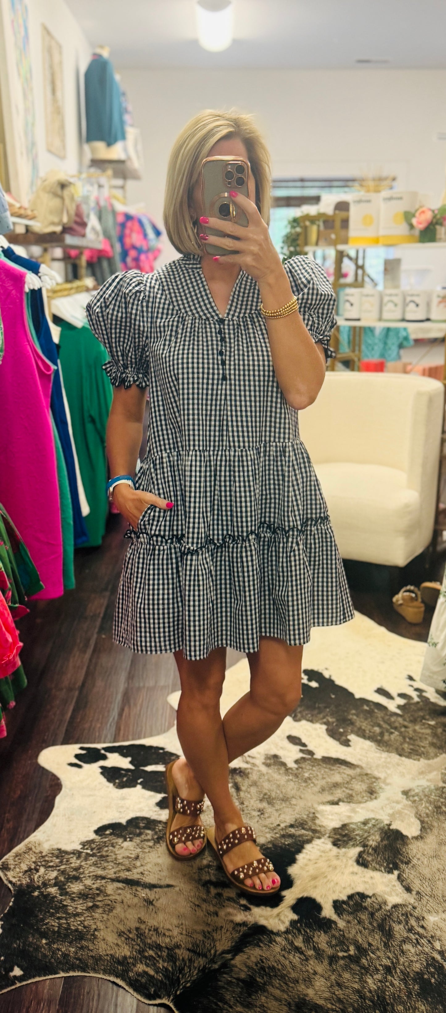 The Classic Charm Gingham Ruffle Dress