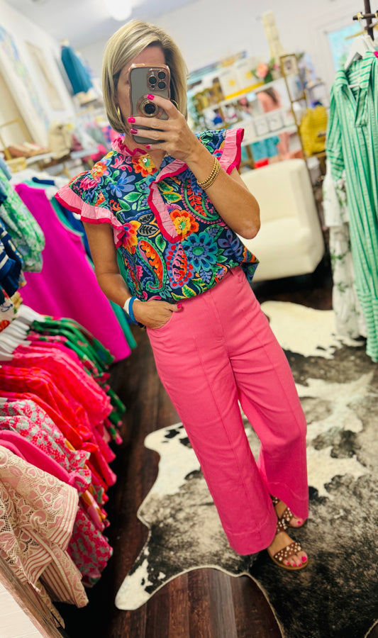 The Uptown Wide Leg Pants - Pink