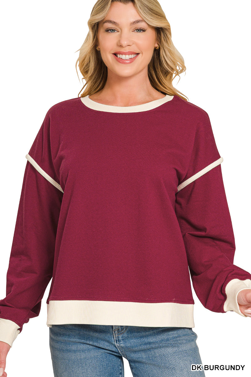 Varsity Days French Terry Pullover – Dark Burgundy