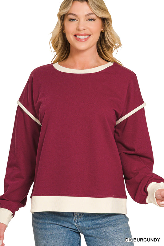 Varsity Days French Terry Pullover – Dark Burgundy