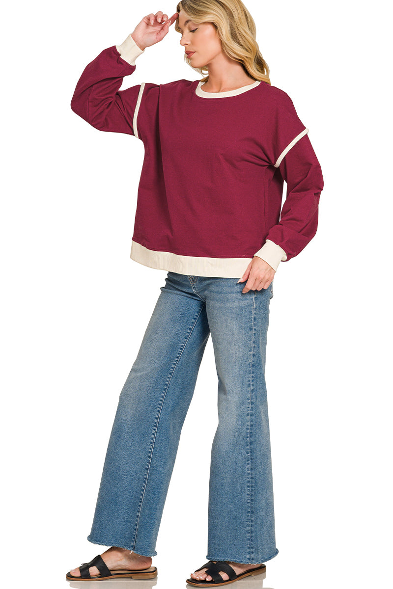 Varsity Days French Terry Pullover – Dark Burgundy