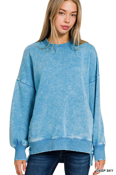 The Cozy Drift Acid-Wash Pullover (Multiple Color Options)