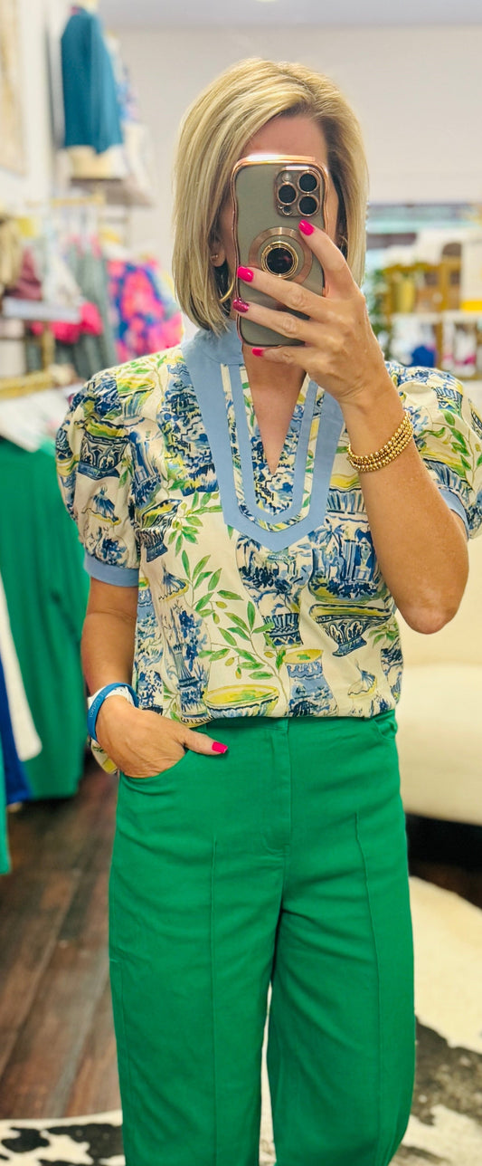 The Uptown Wide Leg Pants - Green