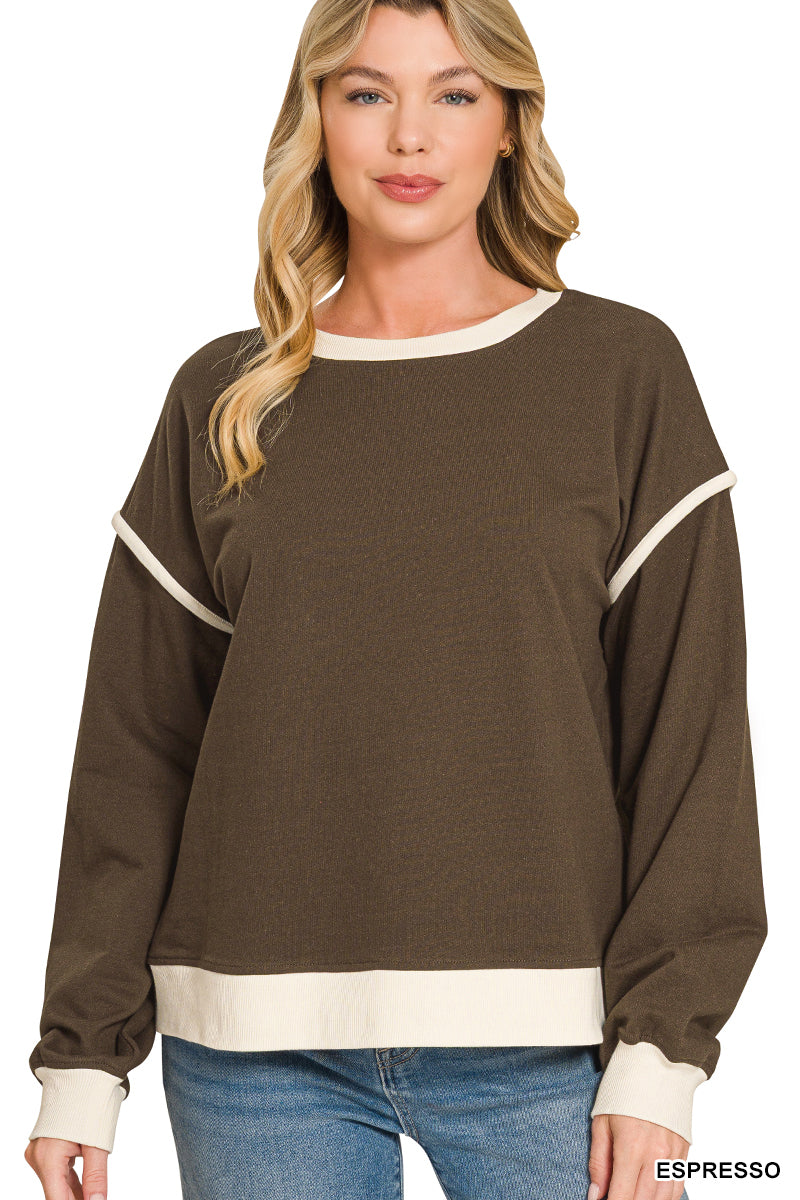 Varsity Days French Terry Pullover – Espresso
