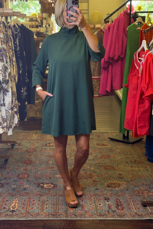 Emerald Bow Back Shift Dress