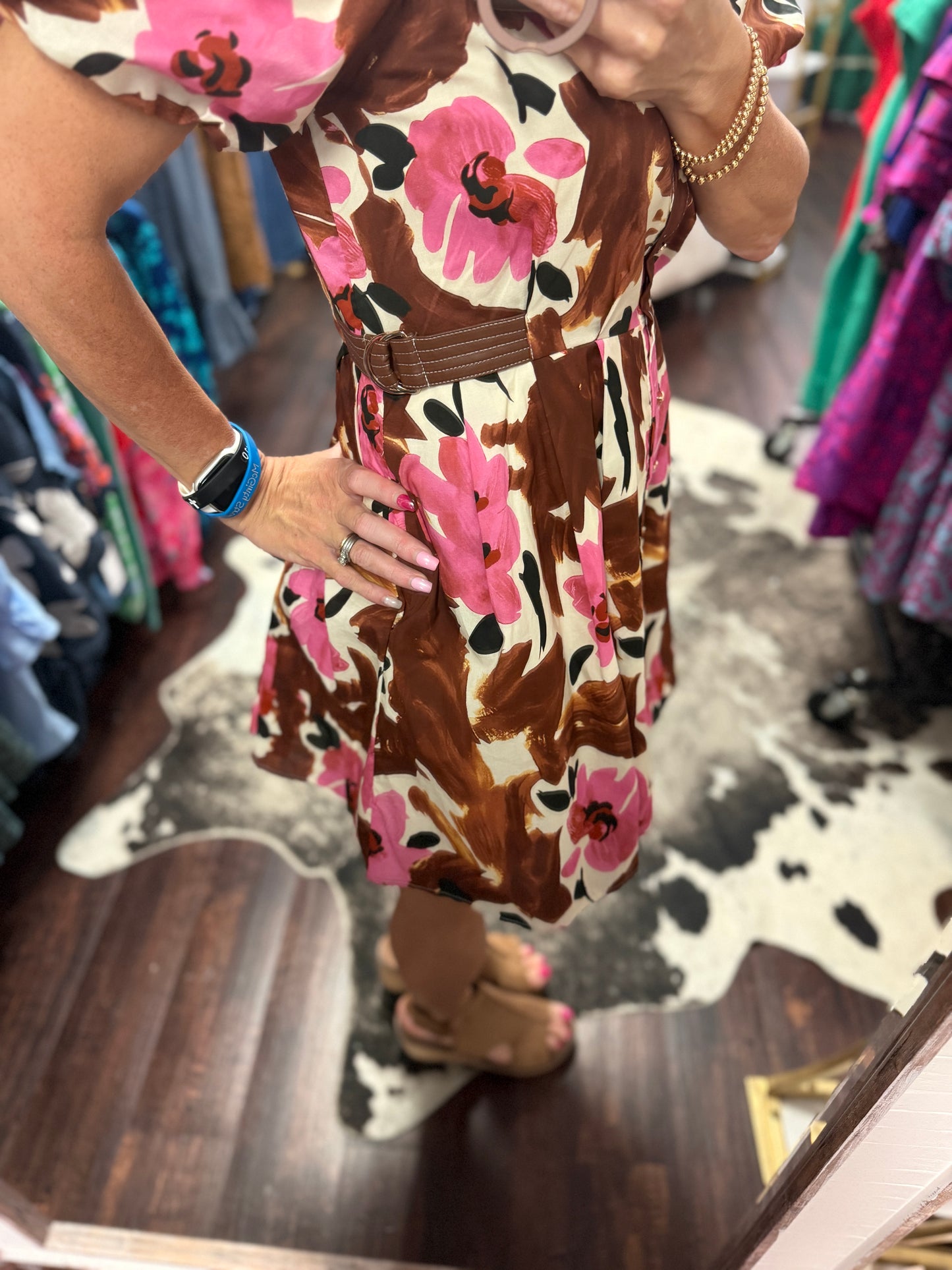 Mocha in Bloom Dress