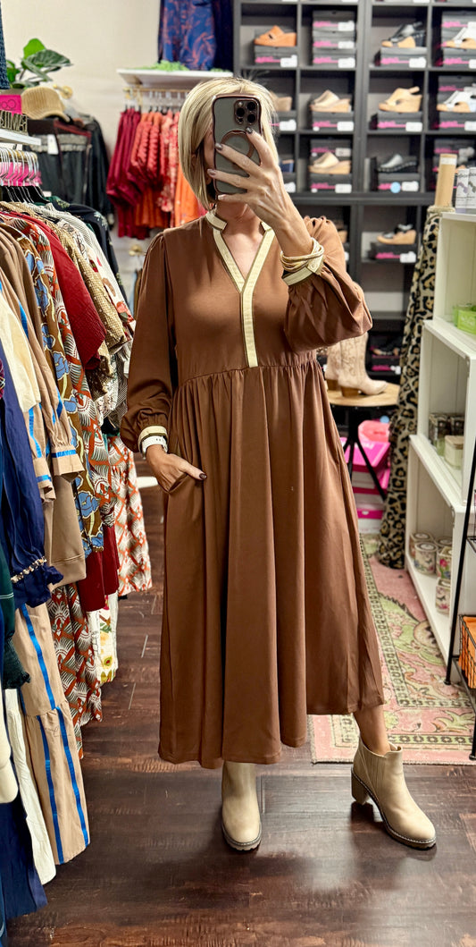 The Sutton Mocha Midi Dress
