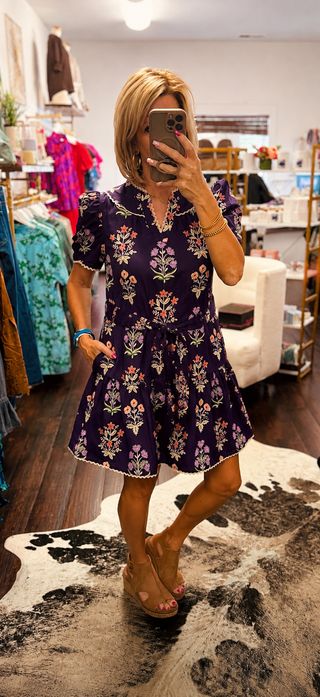 Autumn Garden Tie Waist Dress