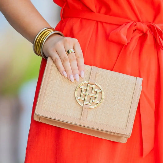Caroline Hill - Cecilia Logo Handbag Natural