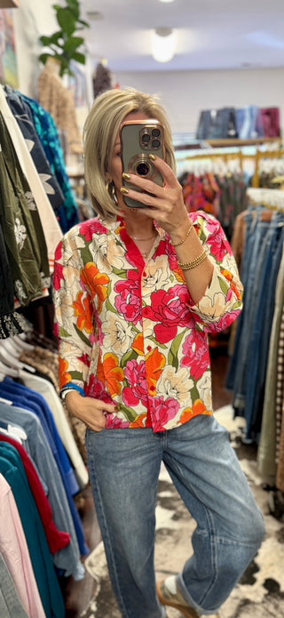 The Rose Bloom Button-Up Blouse