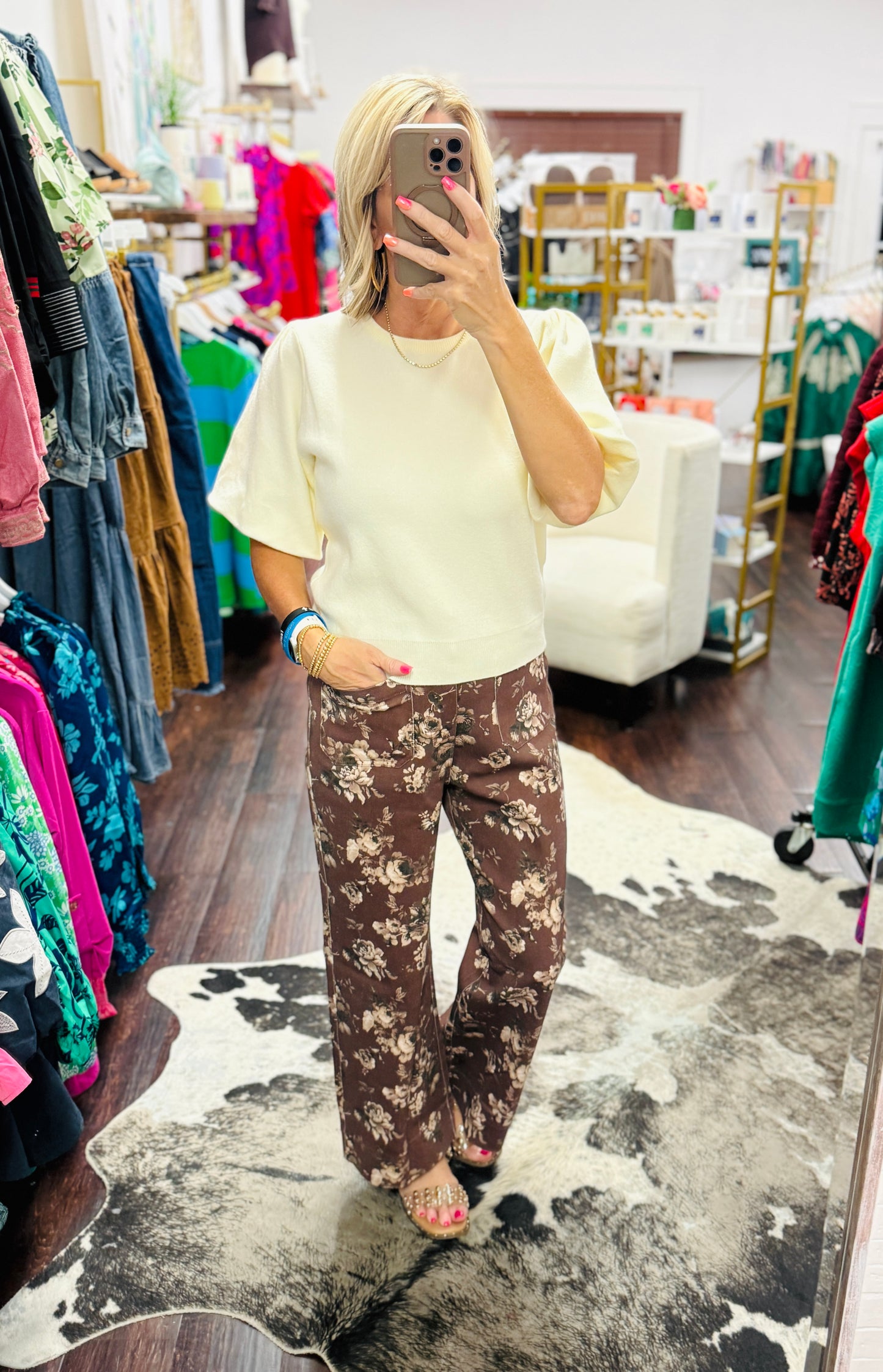 Brown Garden Cropped Pants