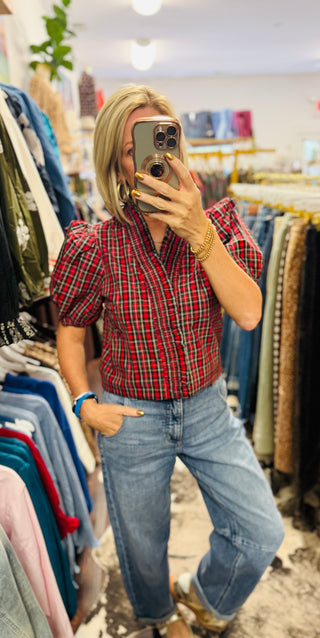 Mistletoe Plaid Top 🎄❤️