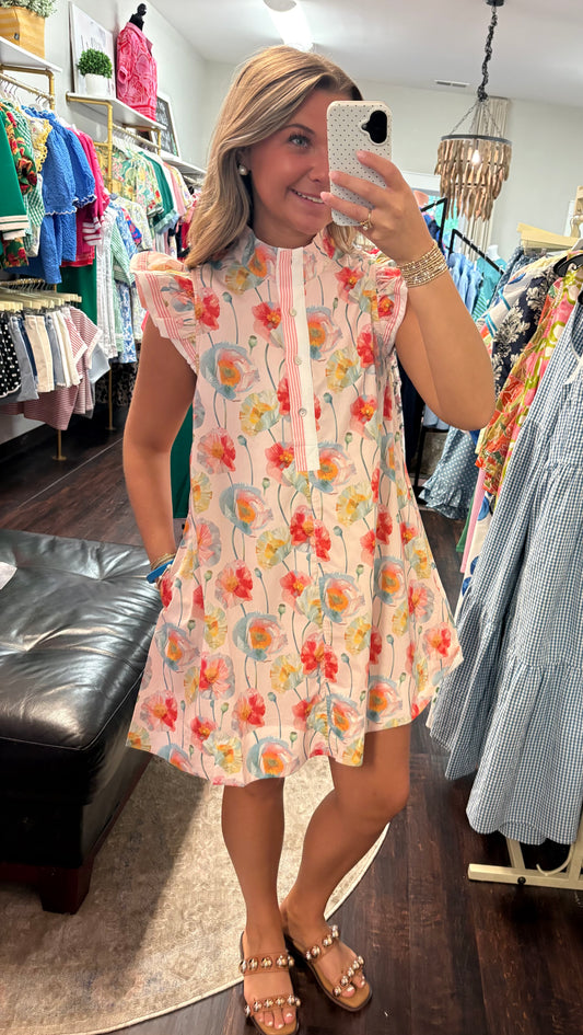 The Watercolor Peony Flutter Dress