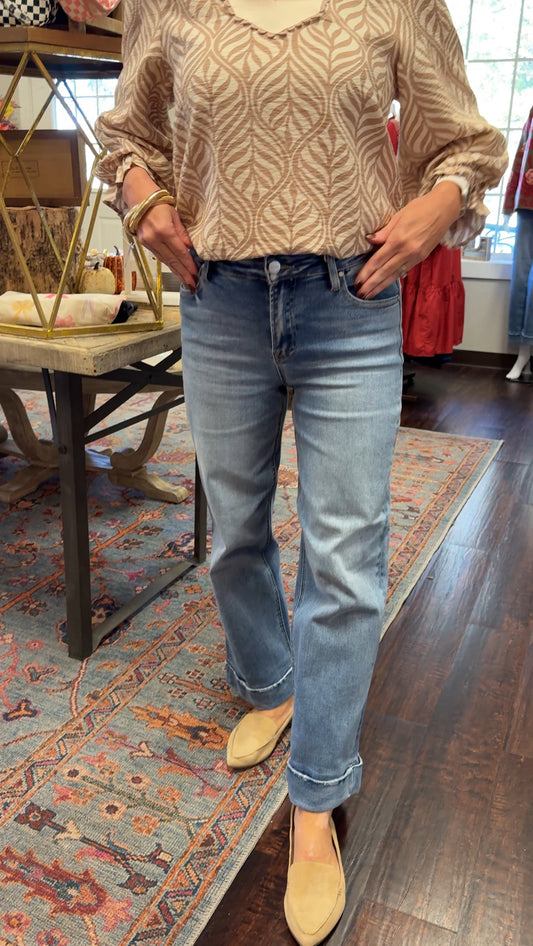 ***REORDER***Mid Rise Crop Straight Cuffed Jeans