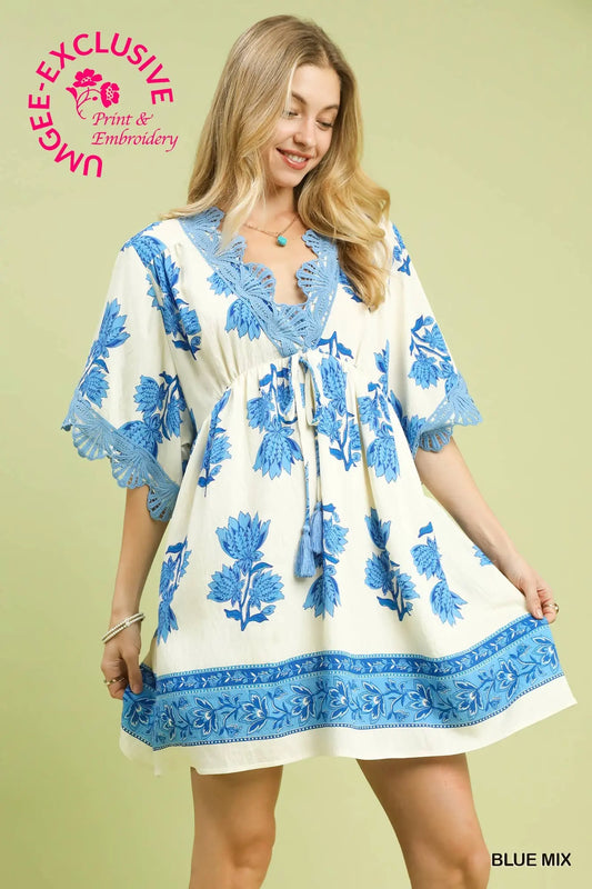 The Blue Haven Lace Appliqué Dress