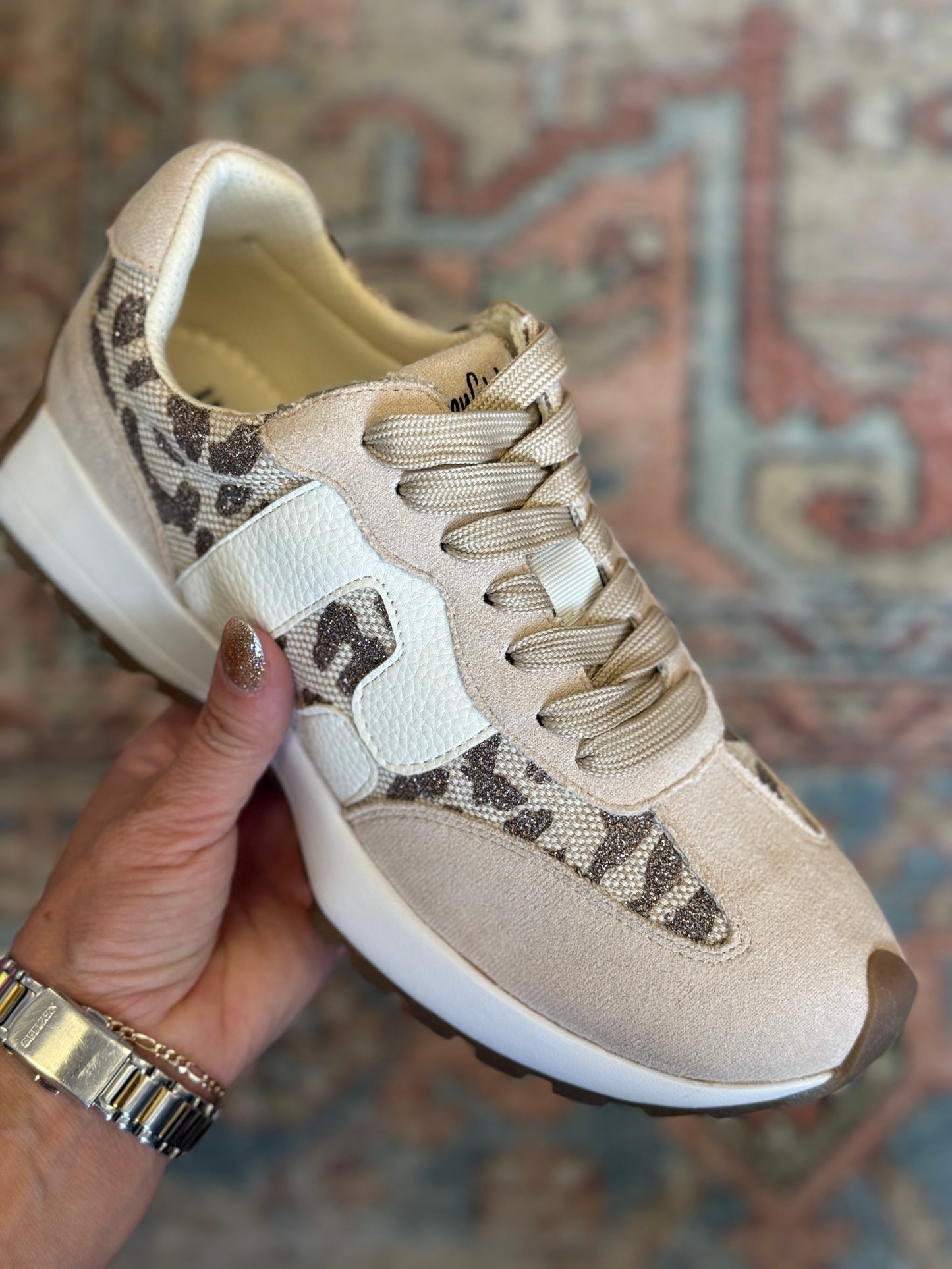 Corkys No Prob Sneaker Tan Sparkle Leopard