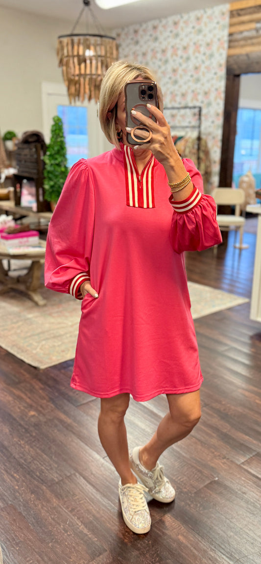 Pretty in Play Stripe Trim Dress