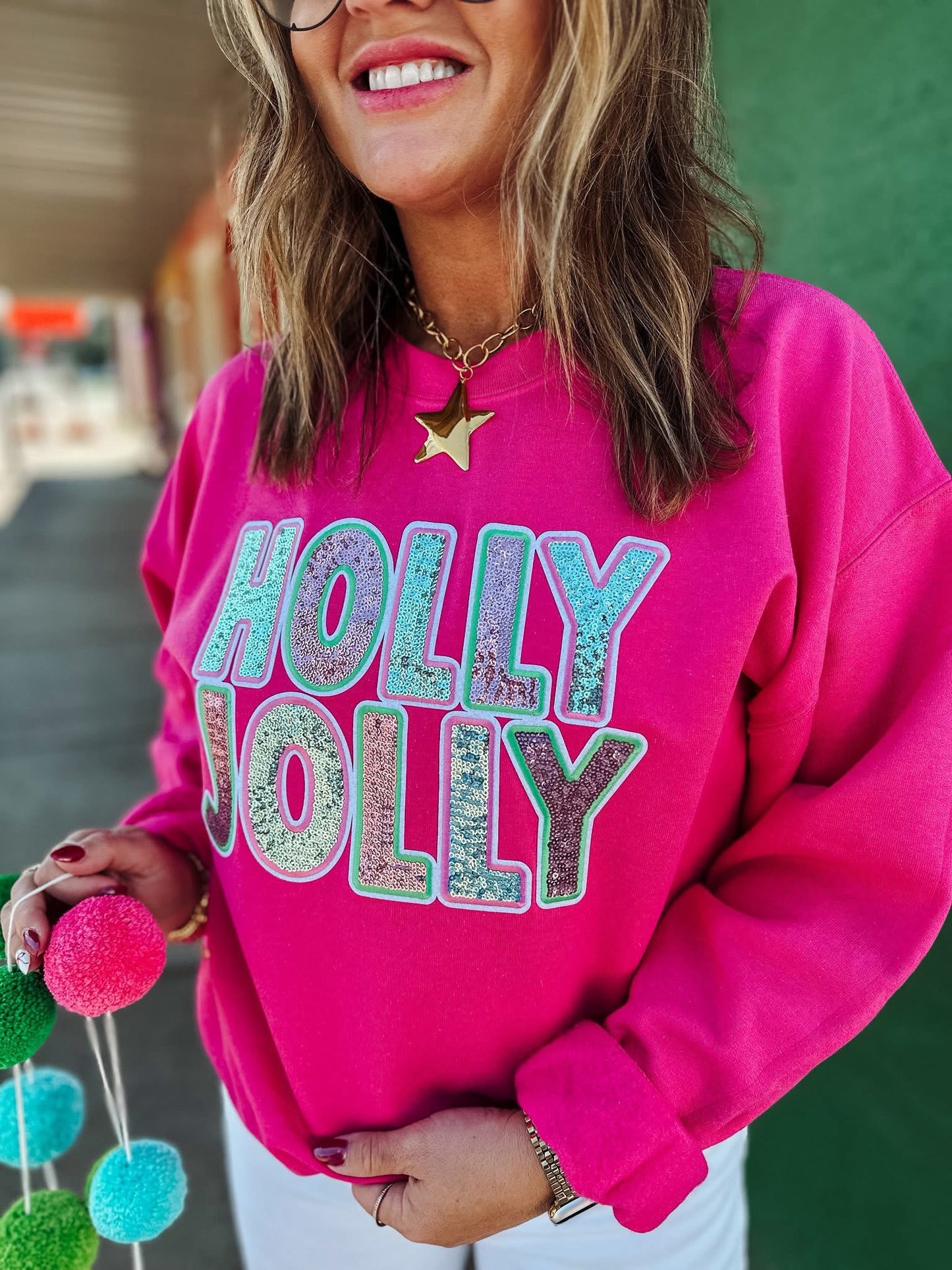 ***PREORDER***Sequin Holly Jolly Sweatshirt