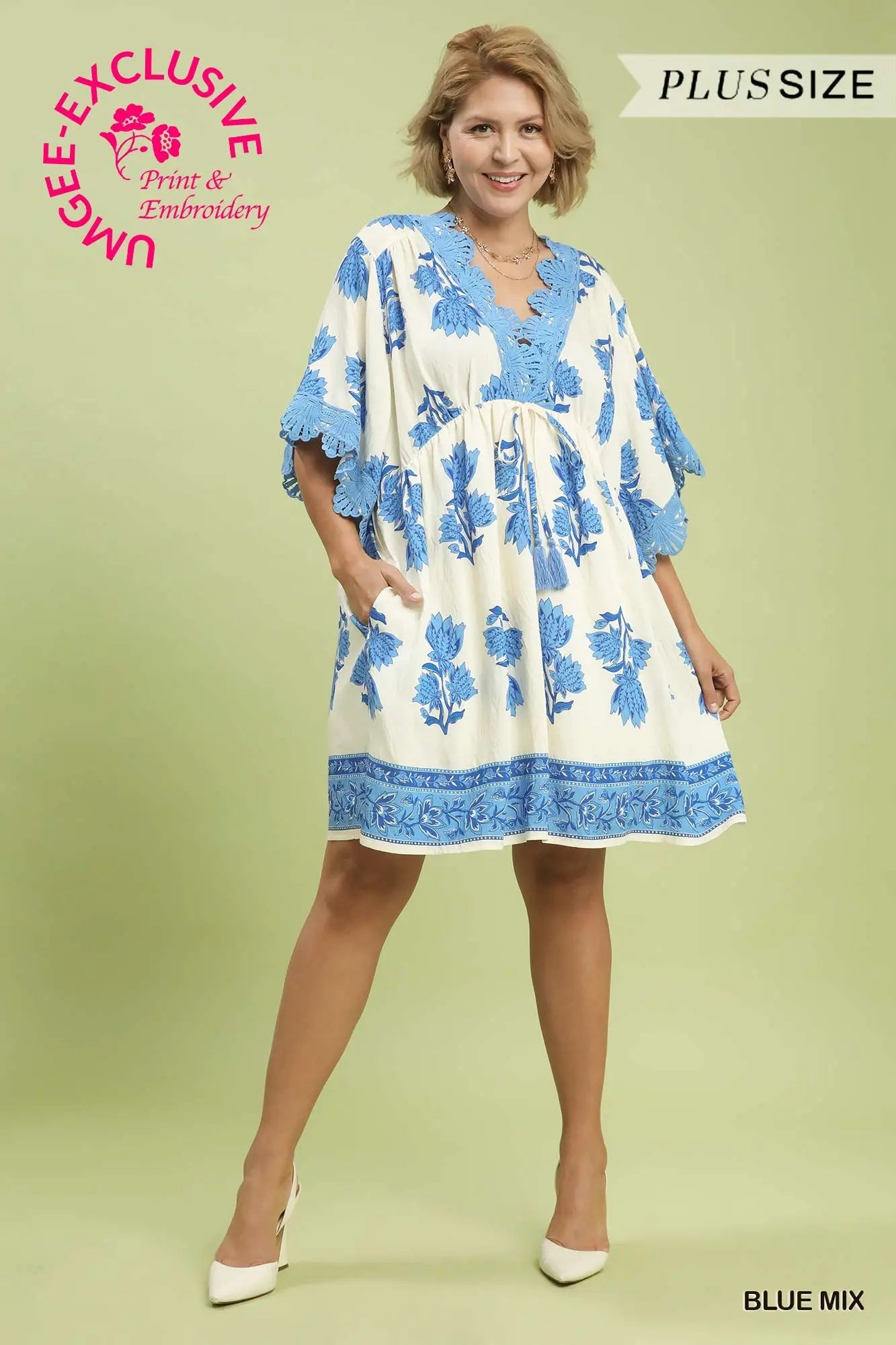The Blue Haven Lace Appliqué Dress – Curvy