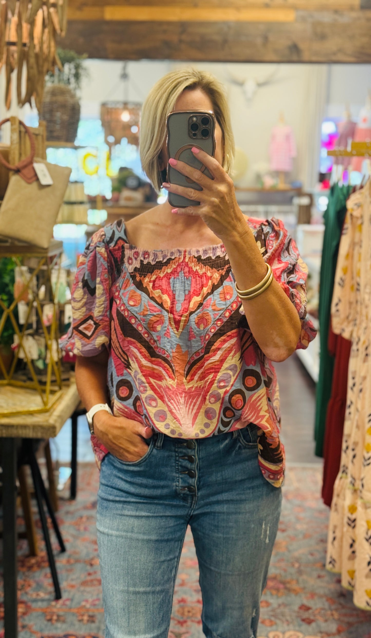 The Boho Bloom Off-Shoulder Top