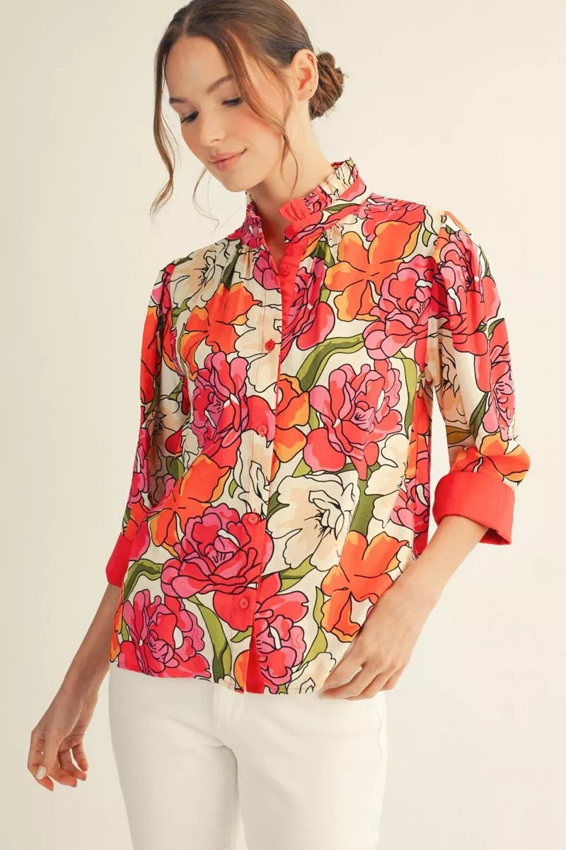 The Rose Bloom Button-Up Blouse