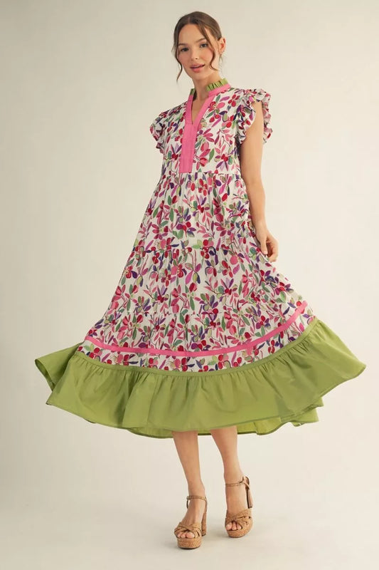 The Meadow Bloom Tiered Midi Dress