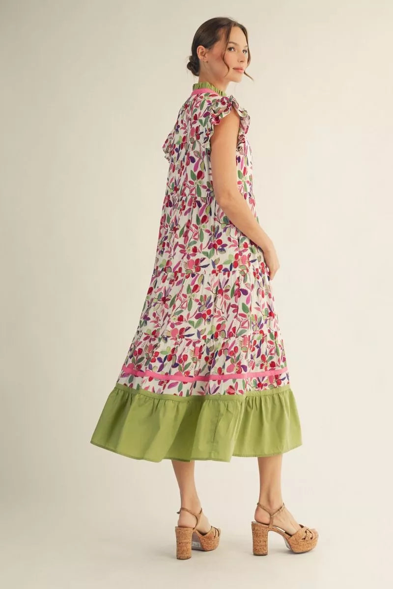 The Meadow Bloom Tiered Midi Dress