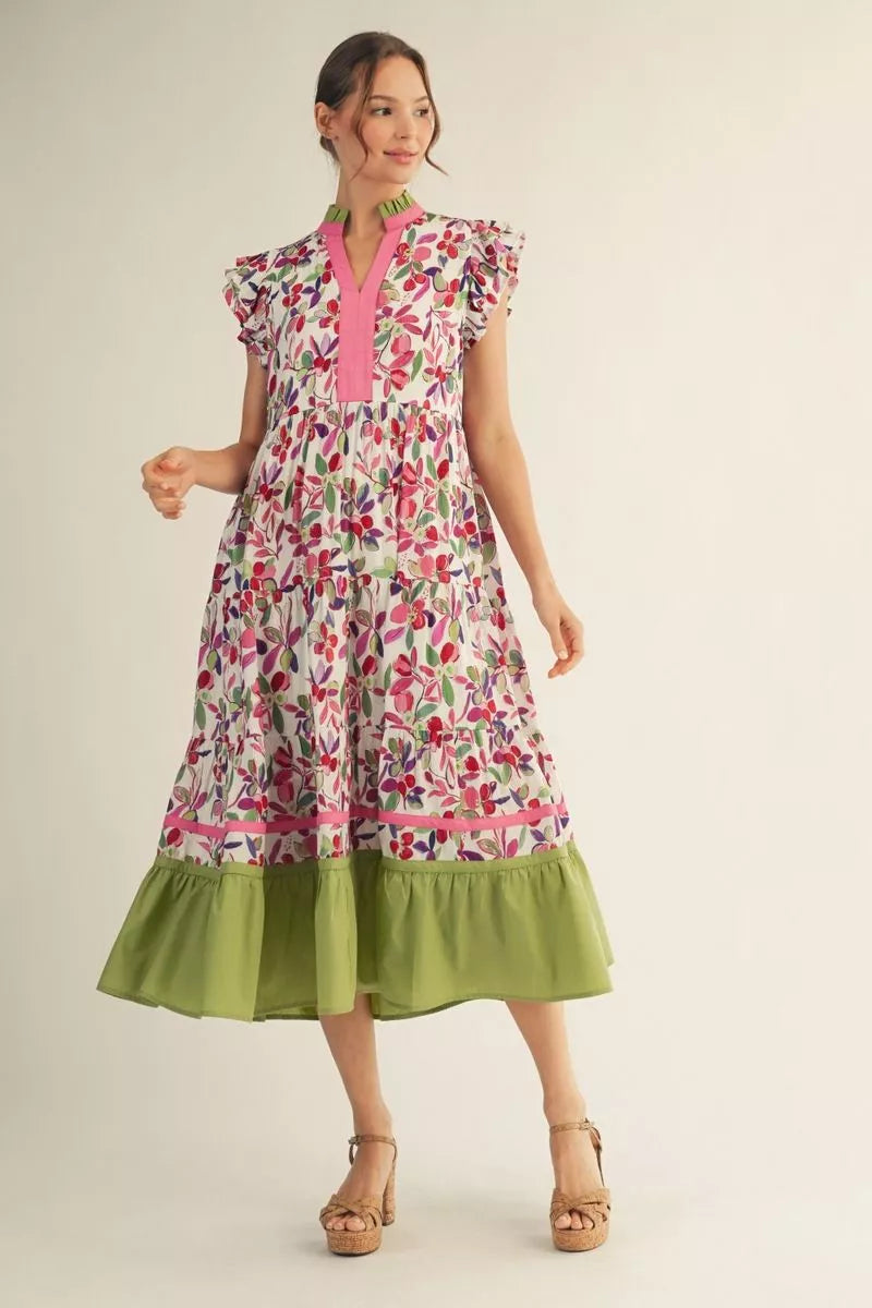 The Meadow Bloom Tiered Midi Dress