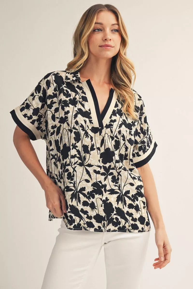 The Noir Garden Contrast Blouse
