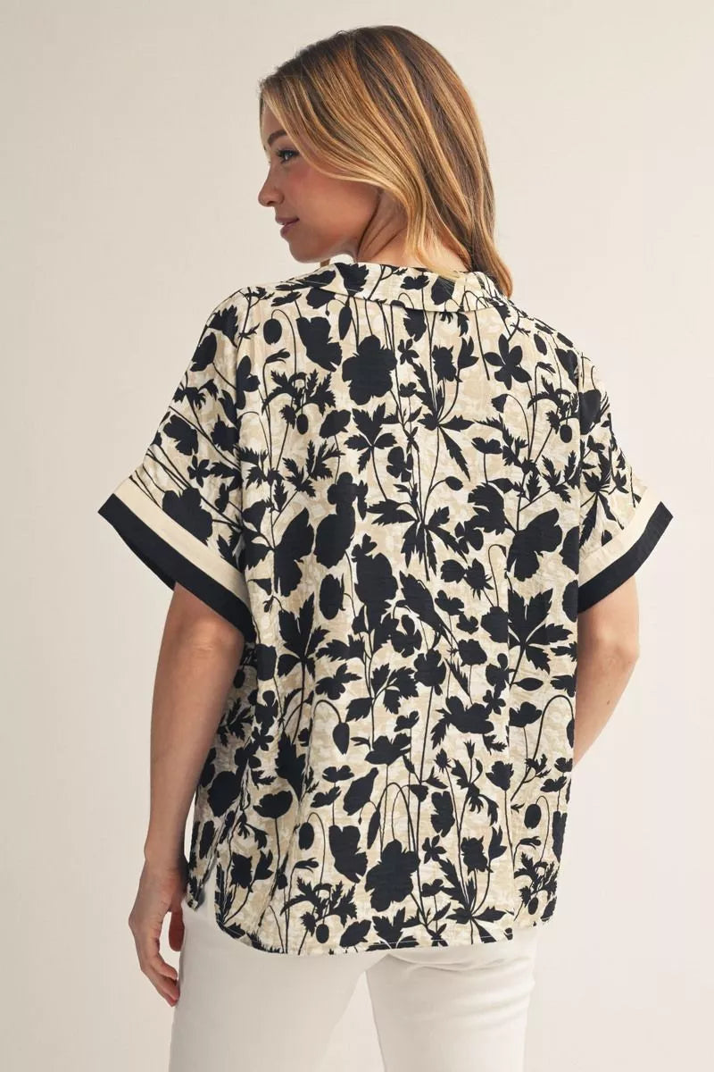 The Noir Garden Contrast Blouse