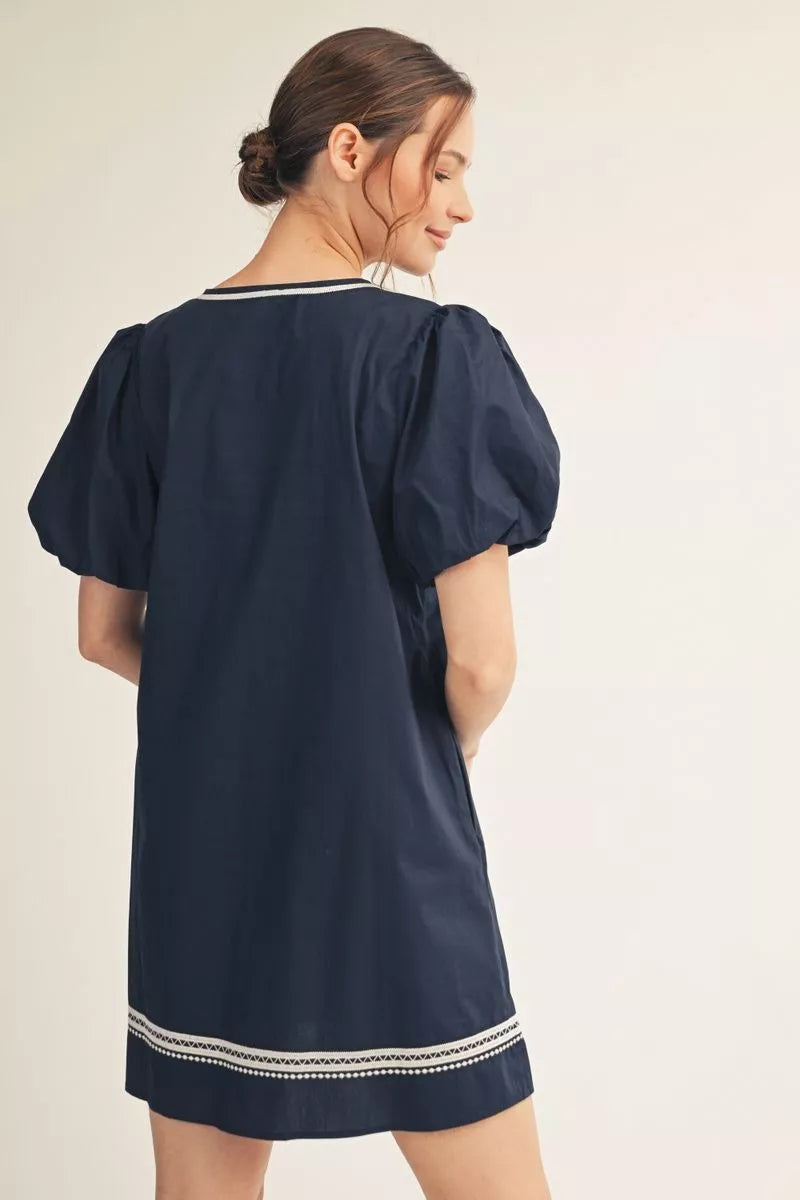 The Midnight Harbor Embroidered Dress