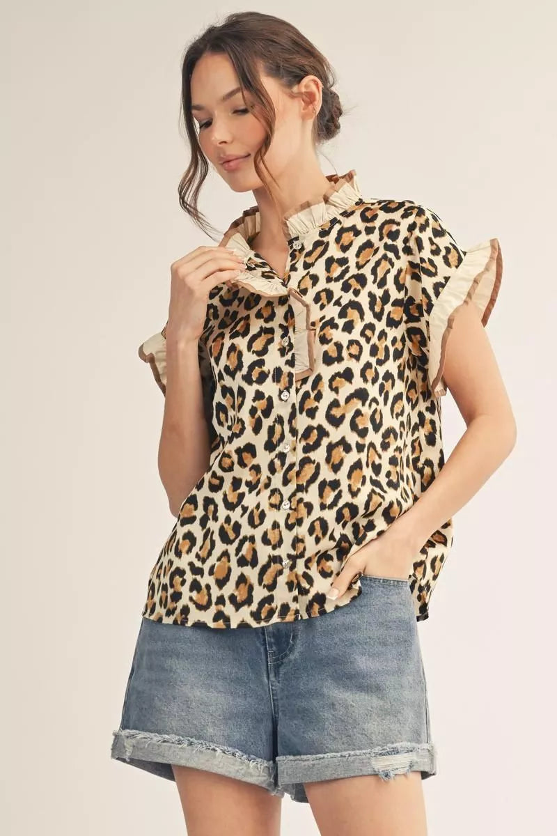 The Wild Ruffle Leopard Blouse