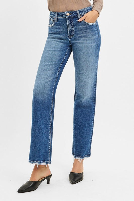 ***PREORDER RISEN JEANS***Tummy Control High Rise Straight Jeans