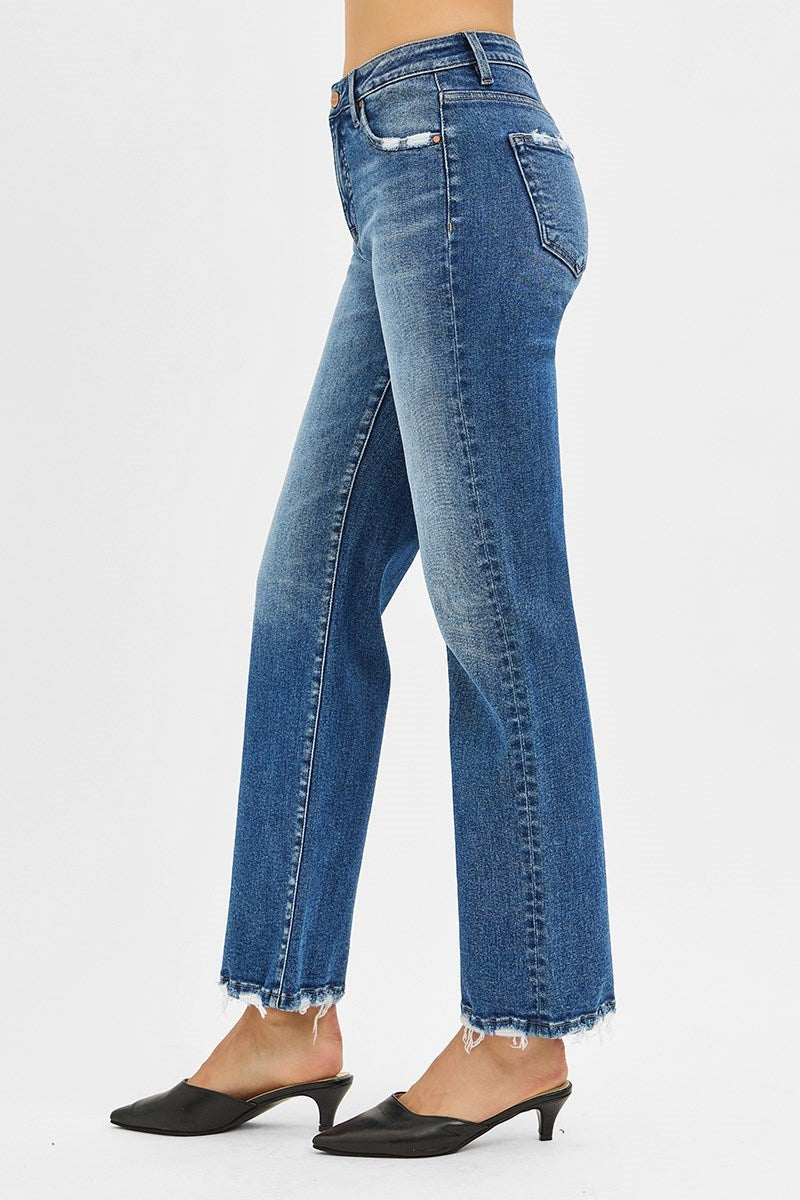***PREORDER RISEN JEANS***Tummy Control High Rise Straight Jeans