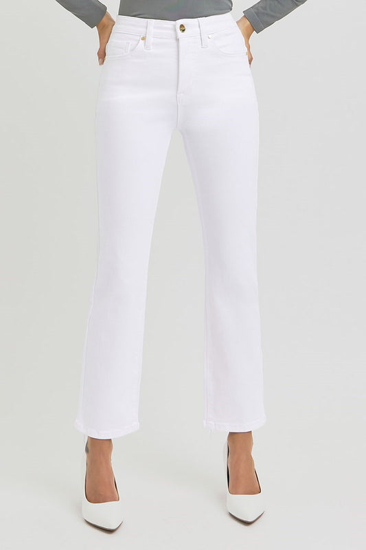 Risen Clean White Straight Crop Jeans