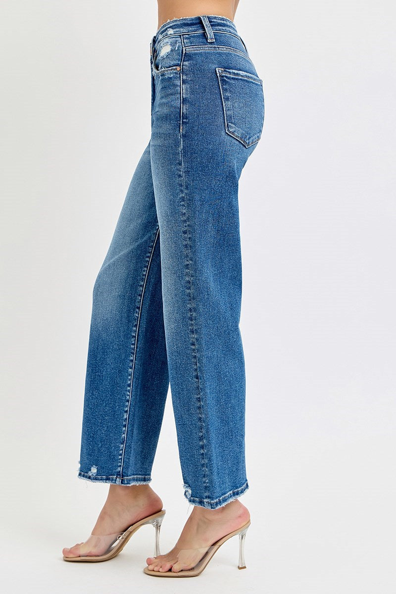 Risen Tummy Control High Rise Crop Jeans