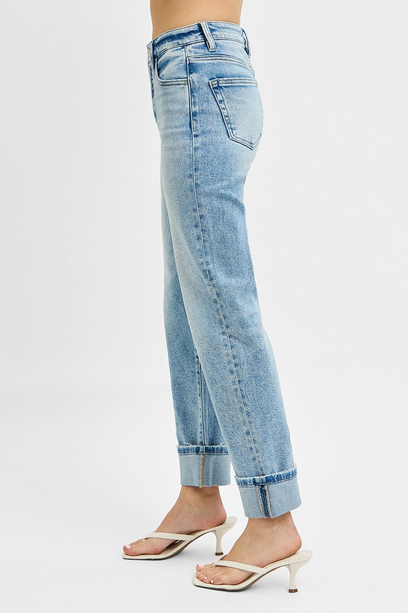 Risen Tummy Control Cuffed Jeans