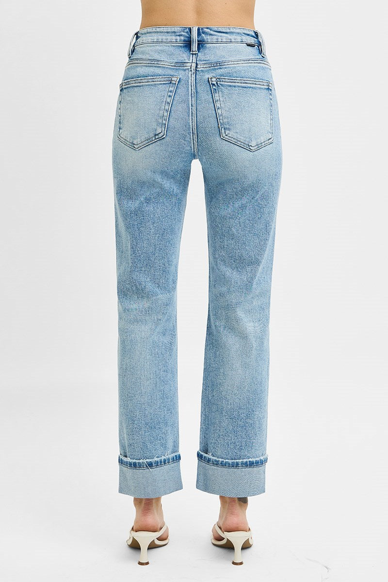 Risen Tummy Control Cuffed Jeans