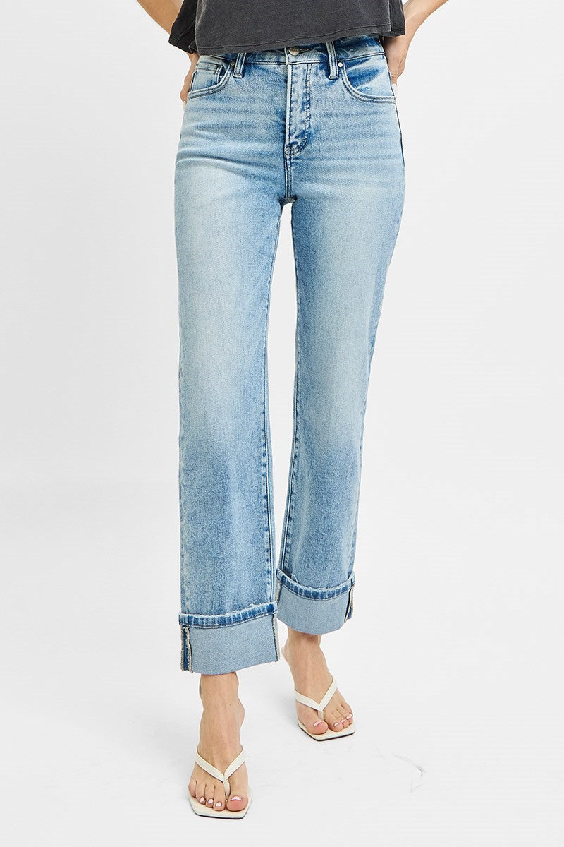 Risen Tummy Control Cuffed Jeans