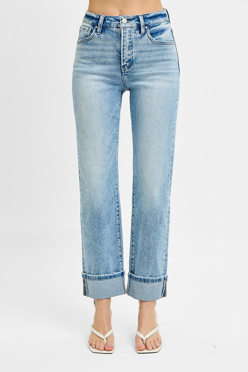 Risen Tummy Control Cuffed Jeans