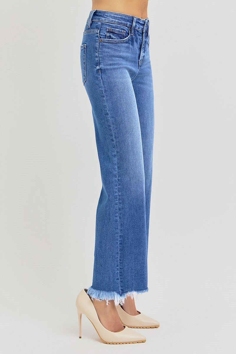 Risen Tummy Control High Rise Straight Leg Ankle Jeans