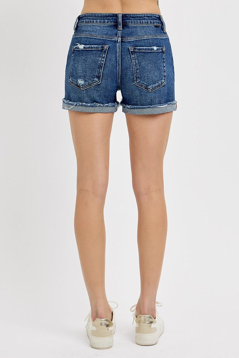 Risen Mid Rise Distressed Denim Shorts