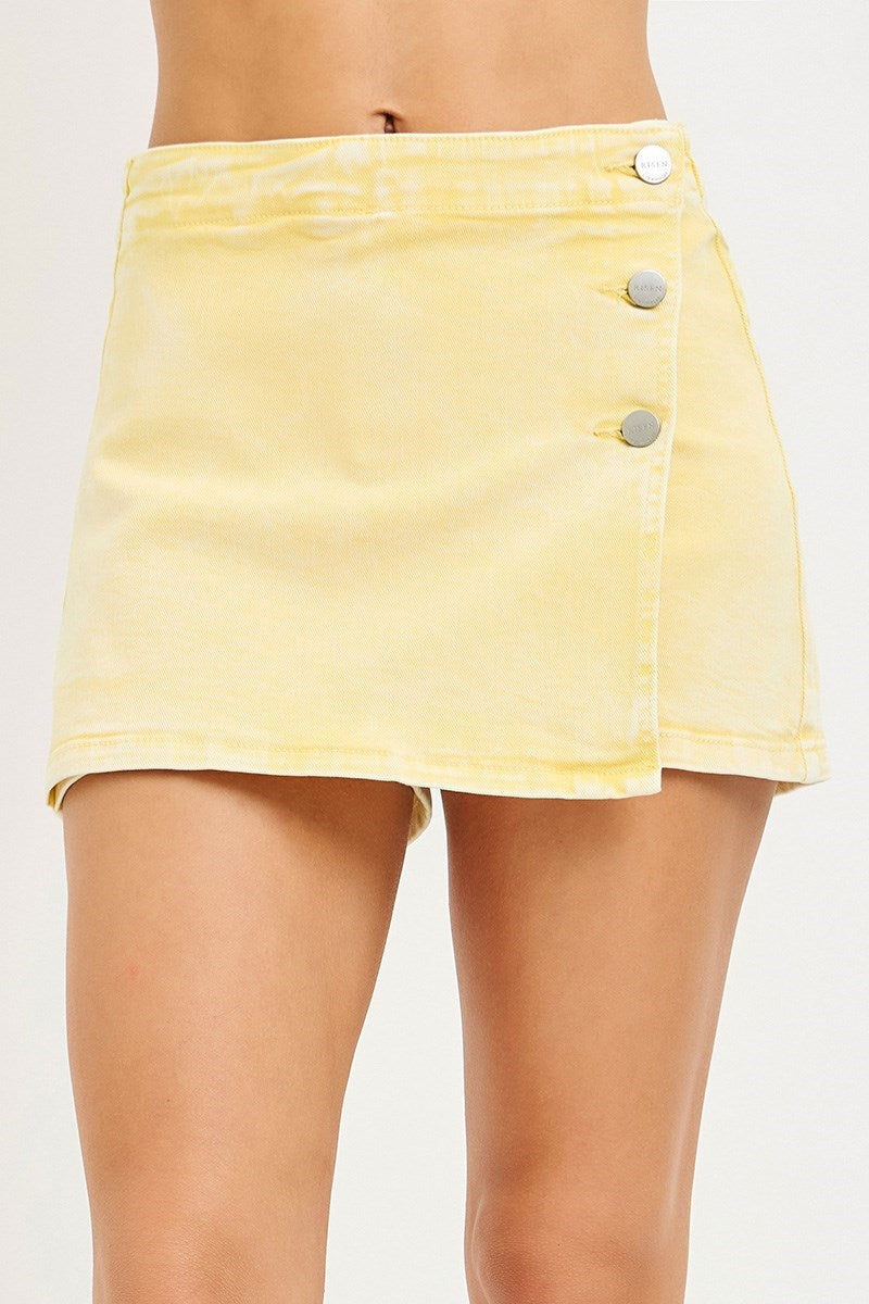 Risen High Rise Denim Skort