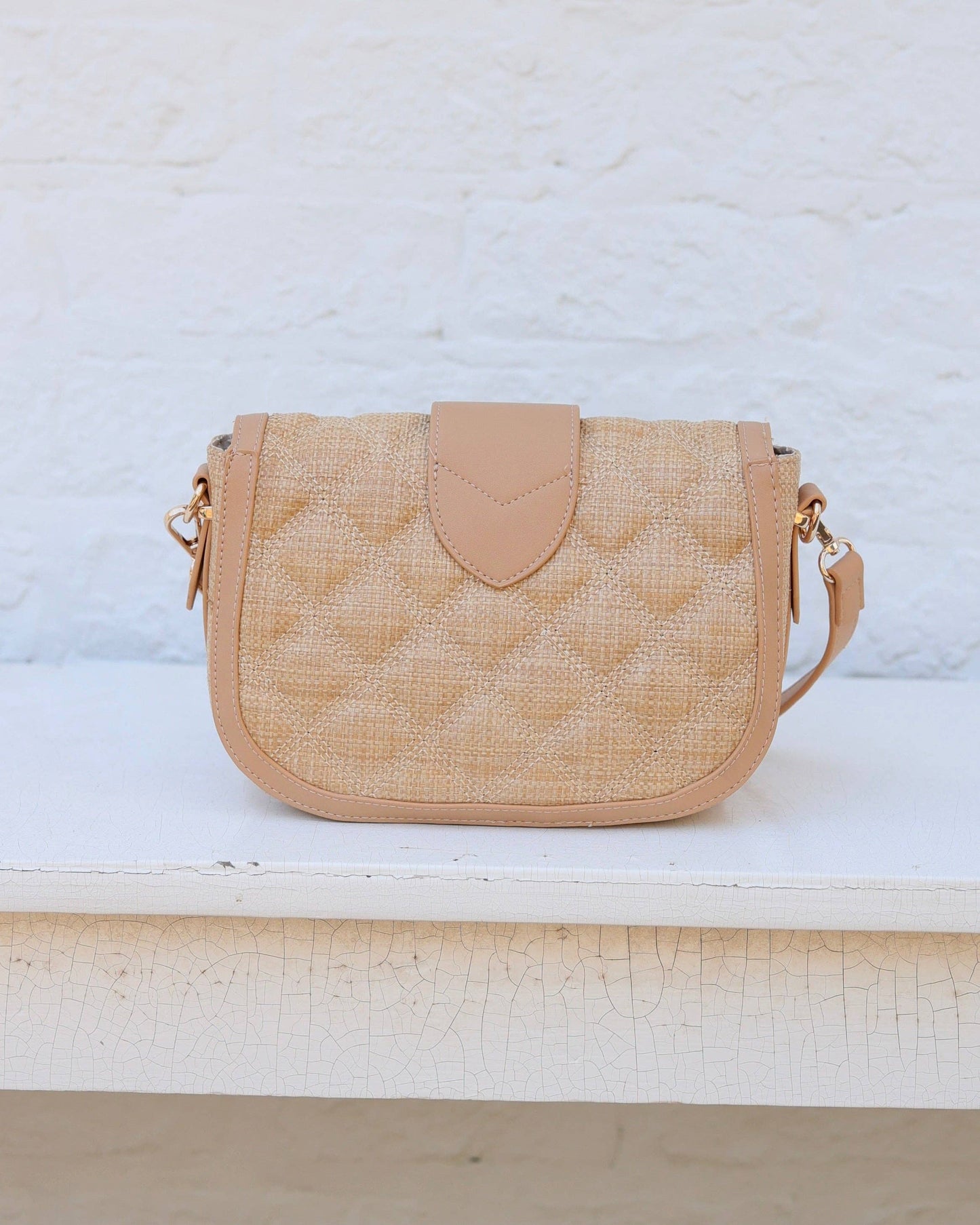 Caroline Hill - Griffin Crossbody Bag Woven Tan: Default