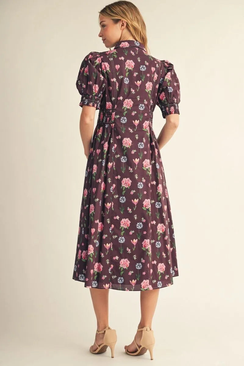 Plum Garden Party Midi Dress